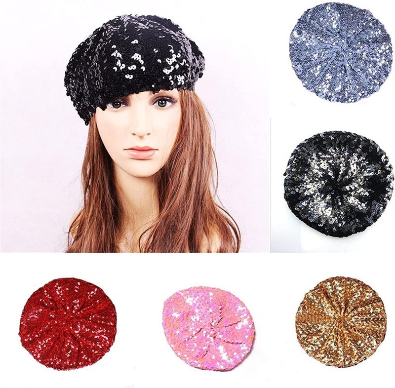 Sequins Beret Hat For Women Diamond Decoration Party Dance Walking Fashion Cap - Image 4