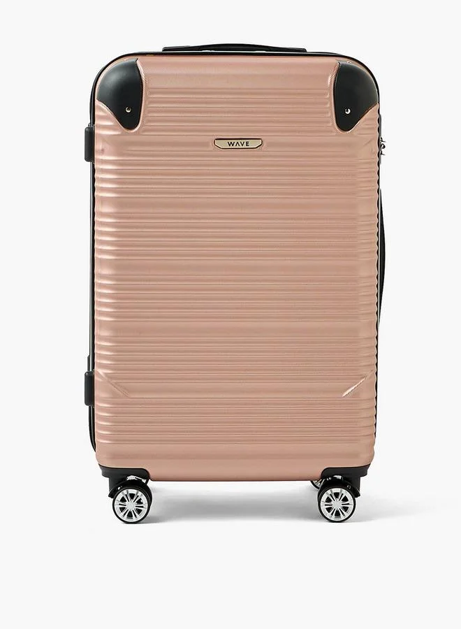 Wave Textured Hardcase Luggage Trolley With Retractable Handle - 24 Inches Check-In Bag