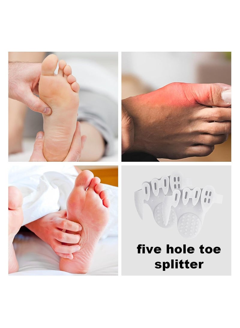 KASTWAVE 2 Pairs Toe Splitter, 5-hole Toe Stretcher, Soft Gel Toe Spacers to Correct Toes, Toe Corrector, Bunion Corrector for Women Men Toe Straightener Toe Stretcher Big Toe Separators - Image 4
