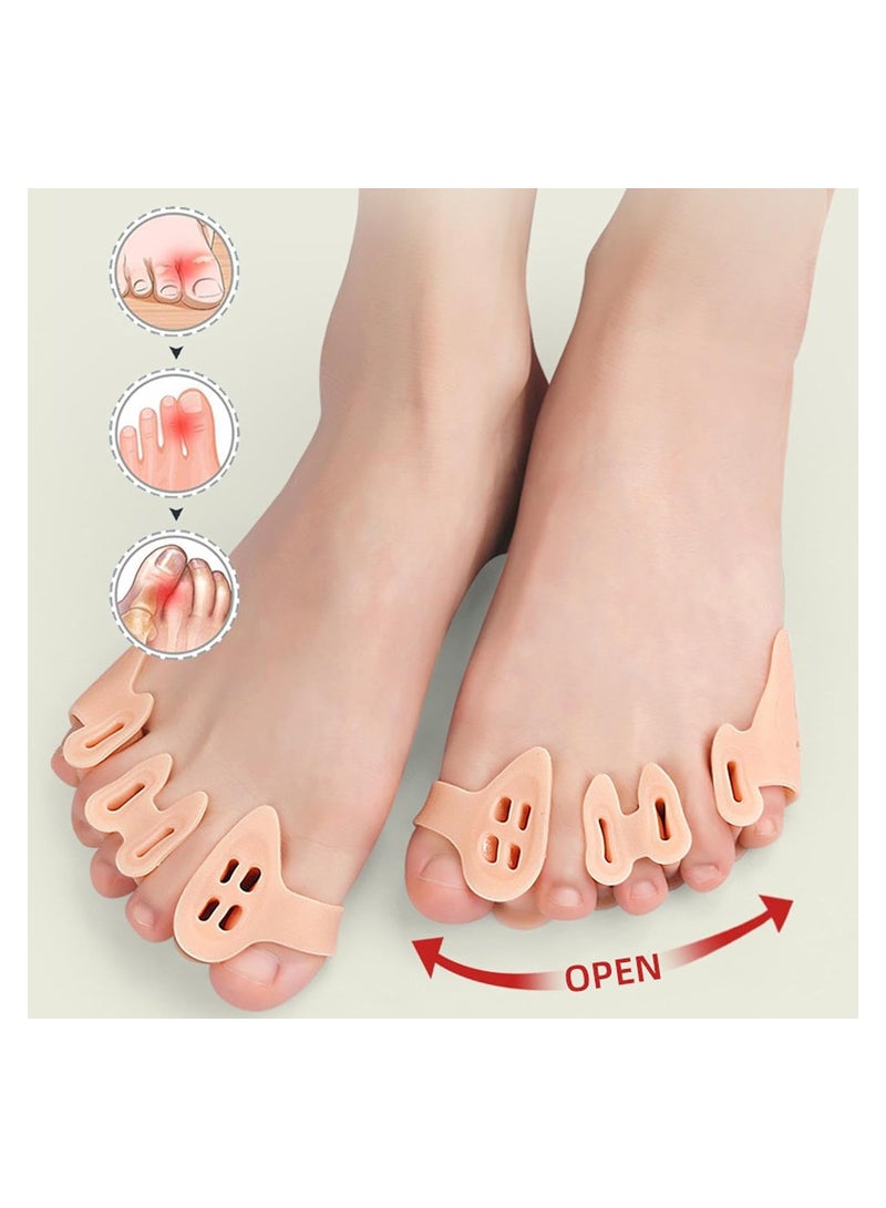 KASTWAVE 2 Pairs Toe Splitter, 5-hole Toe Stretcher, Soft Gel Toe Spacers to Correct Toes, Toe Corrector, Bunion Corrector for Women Men Toe Straightener Toe Stretcher Big Toe Separators - Image 2