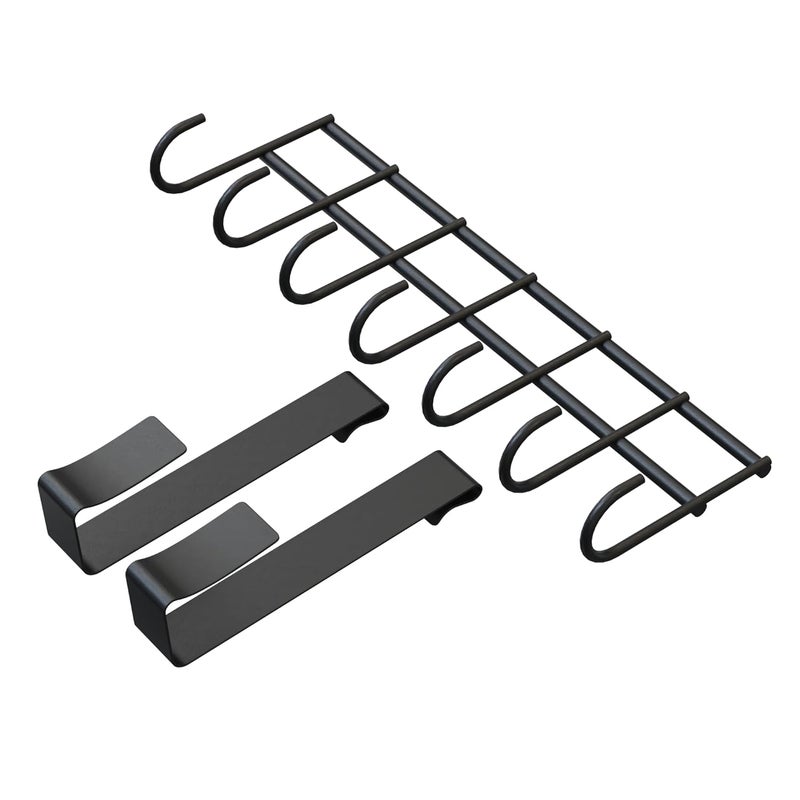 Multi Alloy Steel Functional Steel Over The Door Hook Hanger Organizer Wall Hook Rack for Hanging Clothes Towel Kitchen Bathroom Door Storage Coat Hooks Behind Door Organizer 7 HooksBlack - Image 5