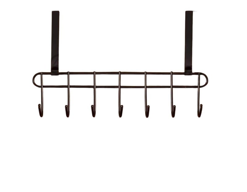 Multi Alloy Steel Functional Steel Over The Door Hook Hanger Organizer Wall Hook Rack for Hanging Clothes Towel Kitchen Bathroom Door Storage Coat Hooks Behind Door Organizer 7 HooksBlack - Image 1
