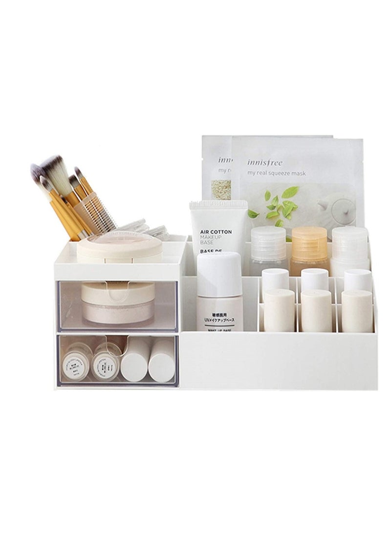 Stylish Multifunctional Desk Organizer for Makeup and Office Supplies Perfect for Small Spaces White - Image 1