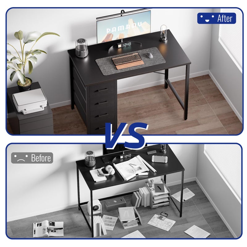 Pamray 32 Inch Computer Desk with 4 Drawers Small Office Desk for Home Bedroom Study Writing Simple Modern Computer Table Marble - Image 5