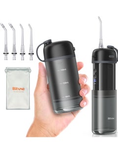 Bitvae Bitvae P1 Water Dental Flosser, Travel Water Teeth Picks, Cordless Mini Water Dental Flossers with Telescopic Water Tank, IPX7 Waterproof Water Cleaner Picks, Brace & Sensitive Teeth Care, Black  - Image 1