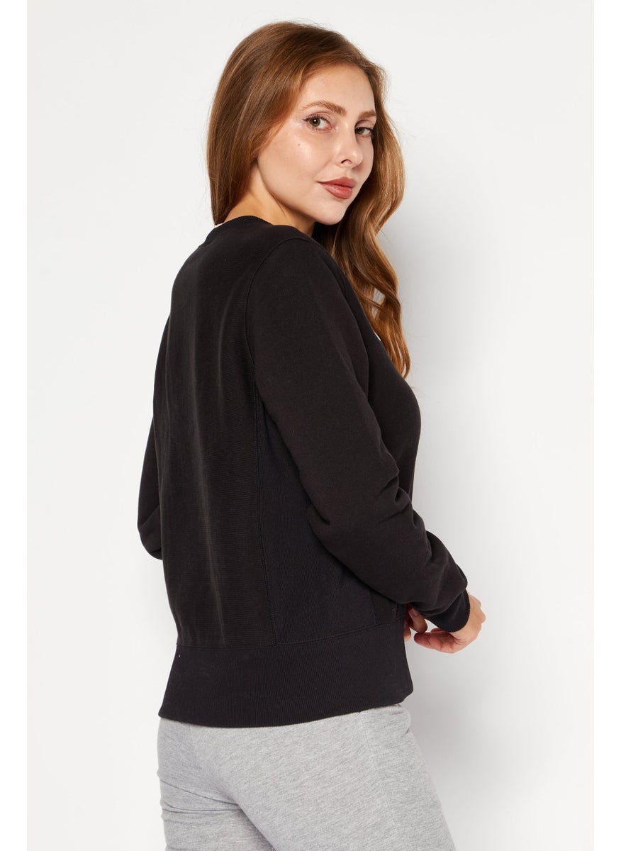 Champion Women Sportswear Fit Brand Logo Training Sweatshirts, Black  - Image 2