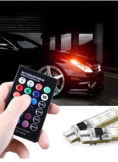 2Pcs w5w LED Atmosphere Lights, T10 RGB LED Bulb with Remote Controller RGBW, 501 194 168 6SMD 5050 Silicone Strobe Lights, Car Wedge Side Light