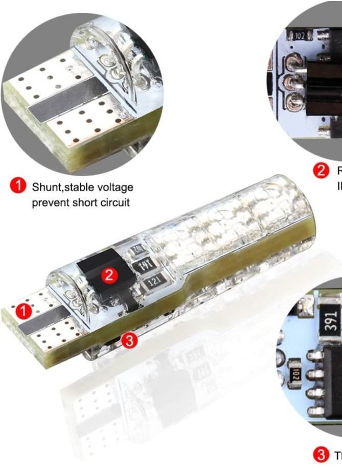 Generic - 2Pcs w5w LED Atmosphere Lights, T10 RGB LED Bulb with Remote Controller RGBW, 501 194 168 6SMD 5050 Silicone Strobe Lights, Car Wedge Side Light - Image 1