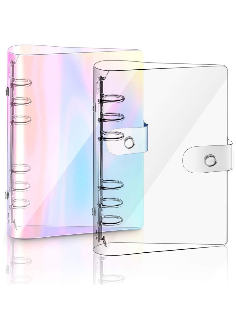 2 Pack A5 Rainbow Soft PVC Refillable Notebook Binder, Durable PVC Cover with Removable Paper Inserts for Organizing and Note-taking - Image 1