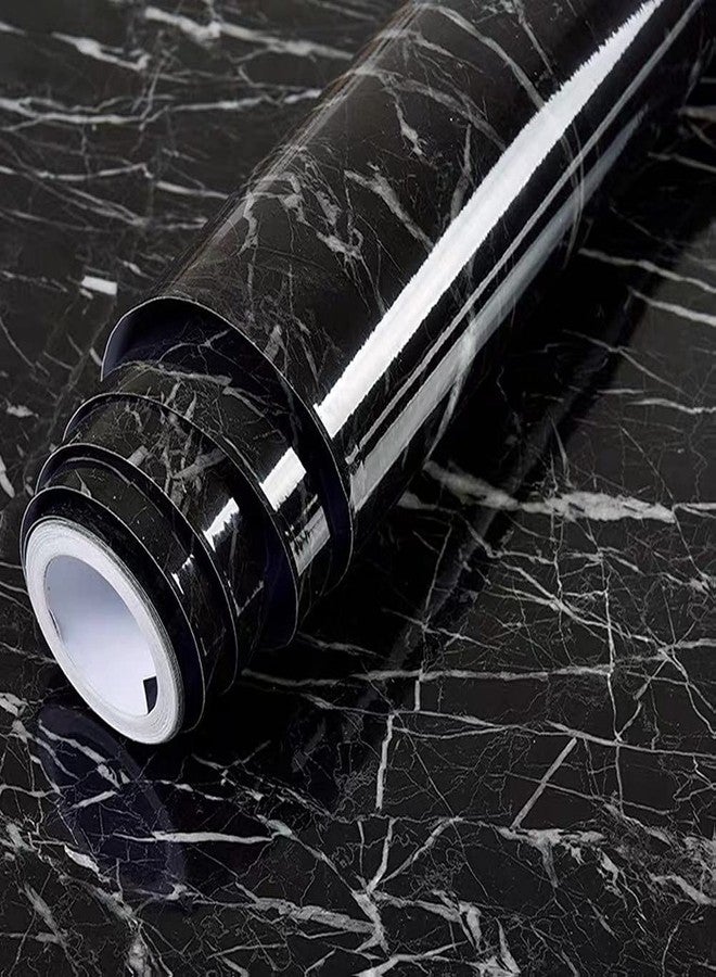 Yancorp Black Wallpaper Black Peel and Stick Wallpaper Marble Counter Top Stick on Wall Paper Backsplash Self Adhesive(Black Stripes, 11.8" x 78.7" - Image 1