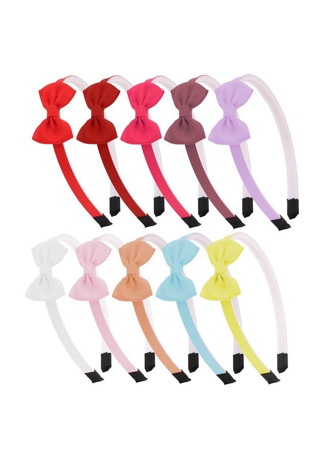 Amariver 10 Packs Bow Headbands for Girls Colorful Headband with Bows Hair Bands for Kids Soft Hair Bows Sweet Headband for Toddler Cute Hair Accessories for Children - Image 1