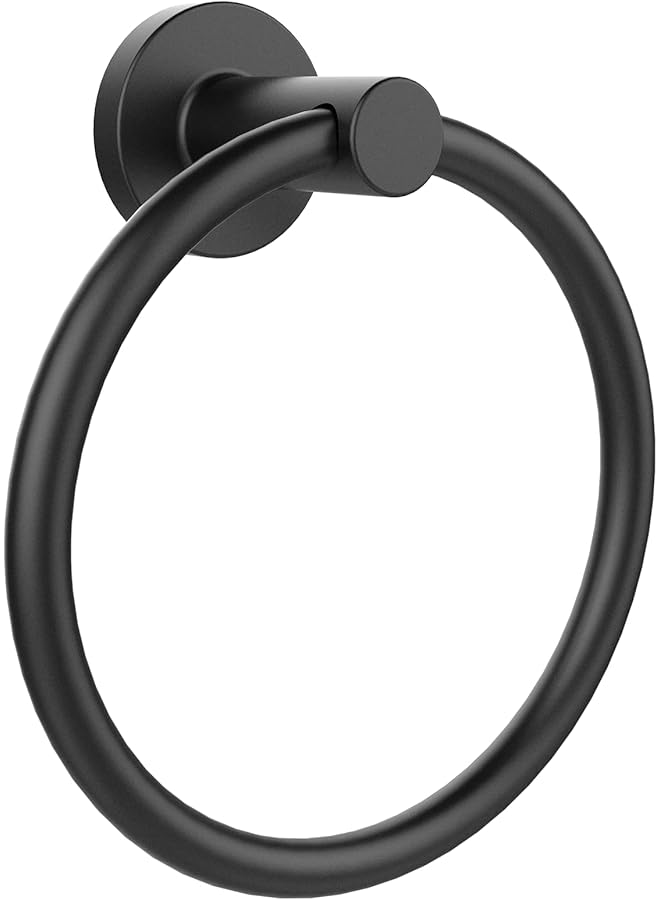 Towel Holder for Bathroom Wall Matte Black Towel Ring Stainless Steel Hand Towel Holder Heavy Duty Towel Hanger for Bath, Kitchen