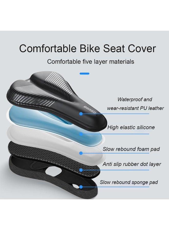 Soofam غطاء مقعد الدراجة مبطن بالجل Gel لمقعد الدراجة للرجال والنساء وسادة مقعد الدراجة الضيقة للراحة Foma وسادة مقعد الدراجة للاستخدام الخارجي والداخلي (28.5x18 سم) - Image 2