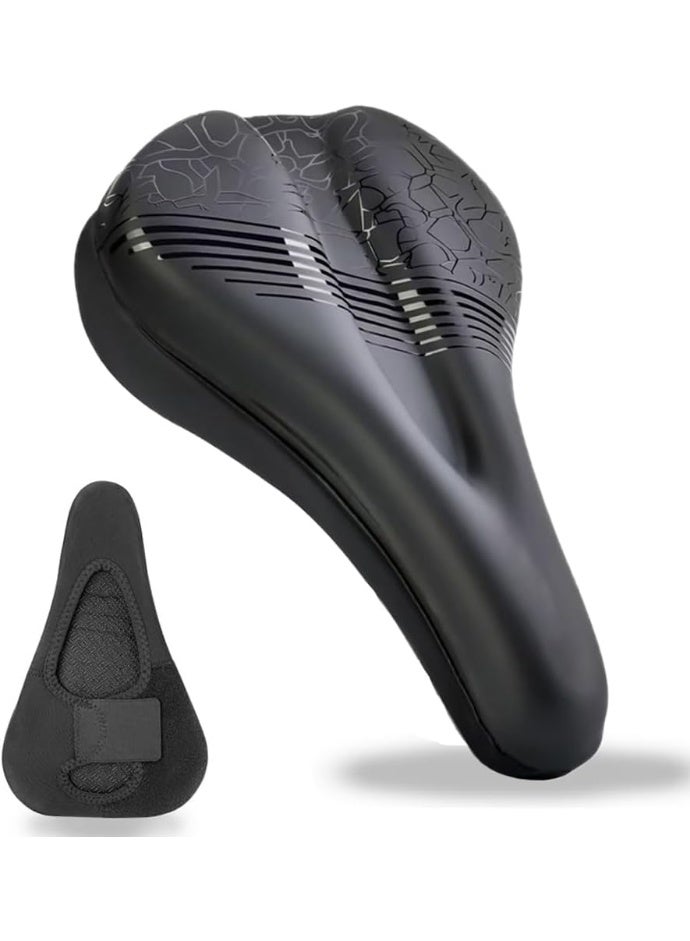 Soofam غطاء مقعد الدراجة مبطن بالجل Gel لمقعد الدراجة للرجال والنساء وسادة مقعد الدراجة الضيقة للراحة Foma وسادة مقعد الدراجة للاستخدام الخارجي والداخلي (28.5x18 سم) - Image 1