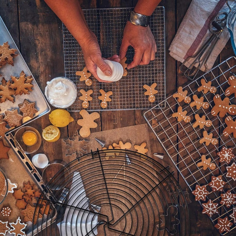 رف تبريد غير لاصق من الحديد من FOMIYES، لتبريد الخبز والبسكويتات، أداة مطبخية سوداء اللون - Image 4
