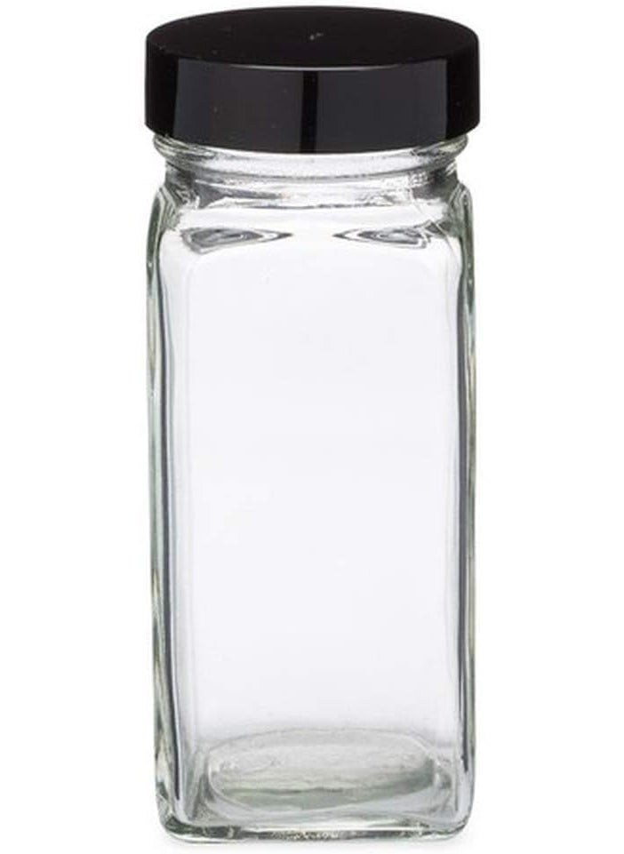 CASADELIGHT Square Glass Spice Jars 120 ml Clear Glass Square Spice Jar Black Sifter Two Sided Sifter Capshaker holespour open and Freshness Seal black 6