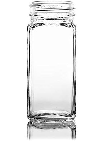 CASADELIGHT Square Glass Spice Jars 120 ml Clear Glass Square Spice Jar Black Sifter Two Sided Sifter Capshaker holespour open and Freshness Seal black 6