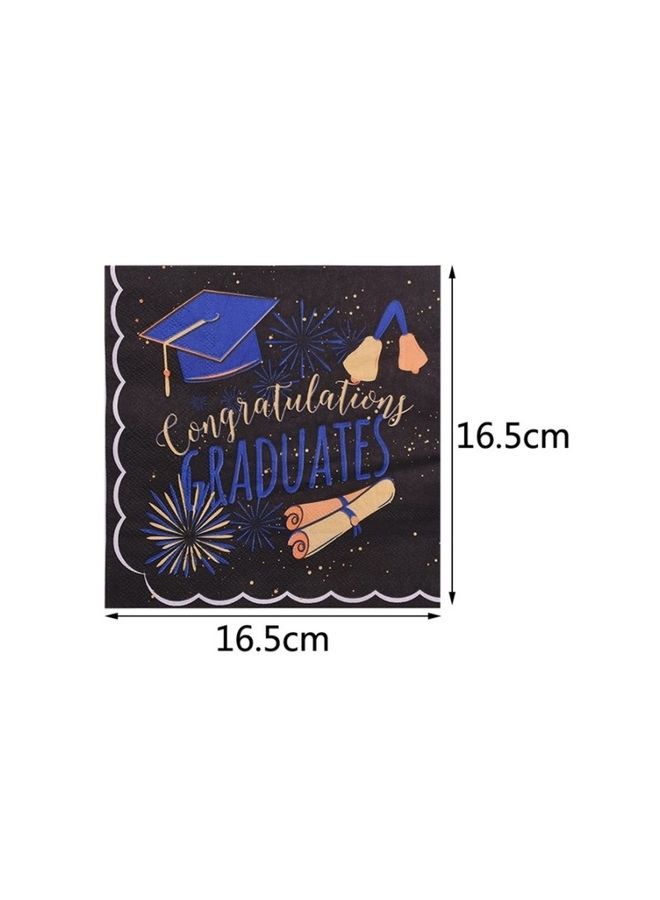 114 - Piece Graduation Party Pack Tableware Cups Napkin Tissue Straws Plates Set 16 Guest - Image 2