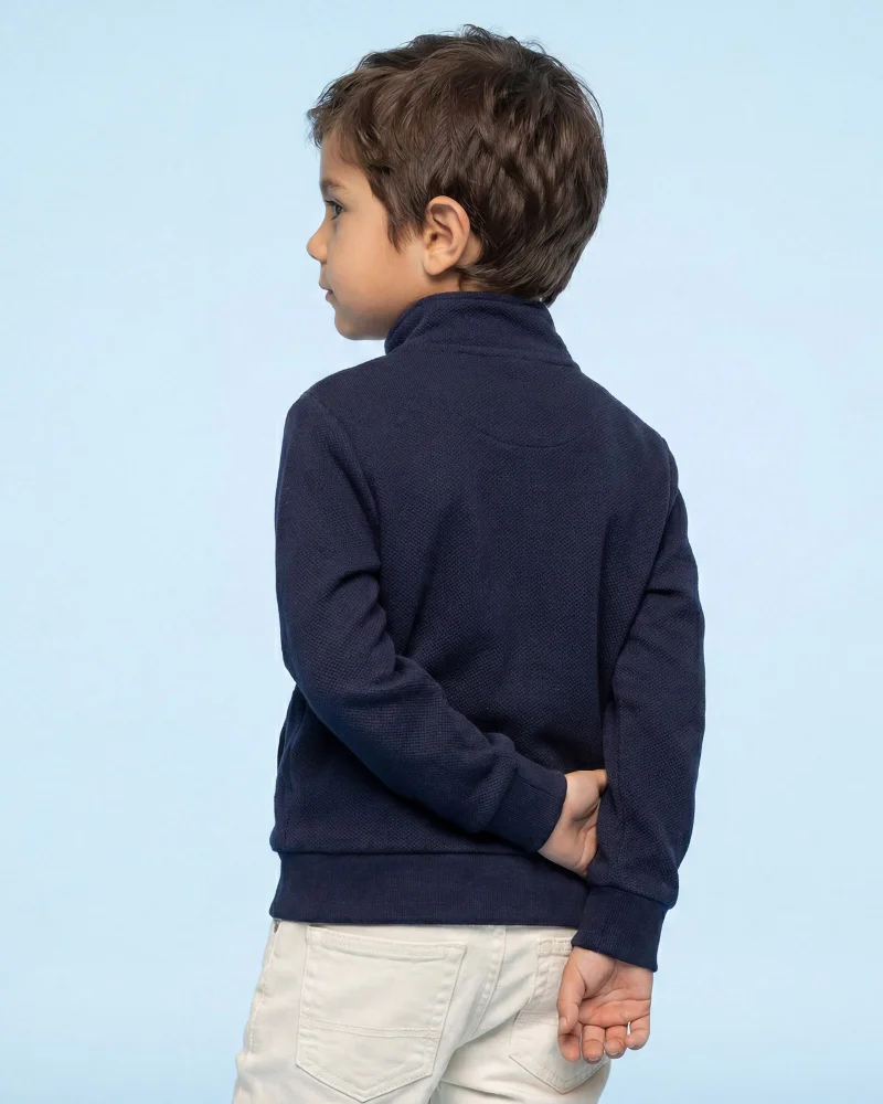 Redtag Boys Black Front Zip Sweatshirt