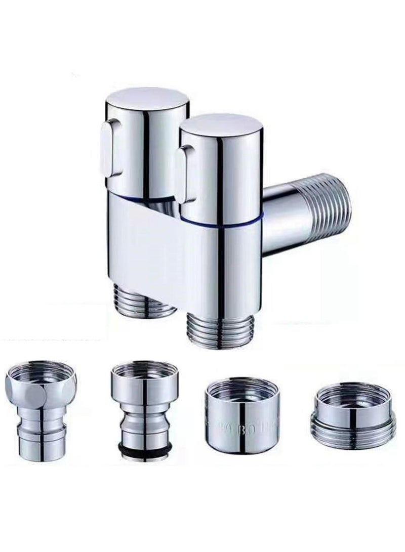 3 Through Angle Stop Valve Bathroom Faucet Valve G1/2 Thread Filling Valve - Image 1