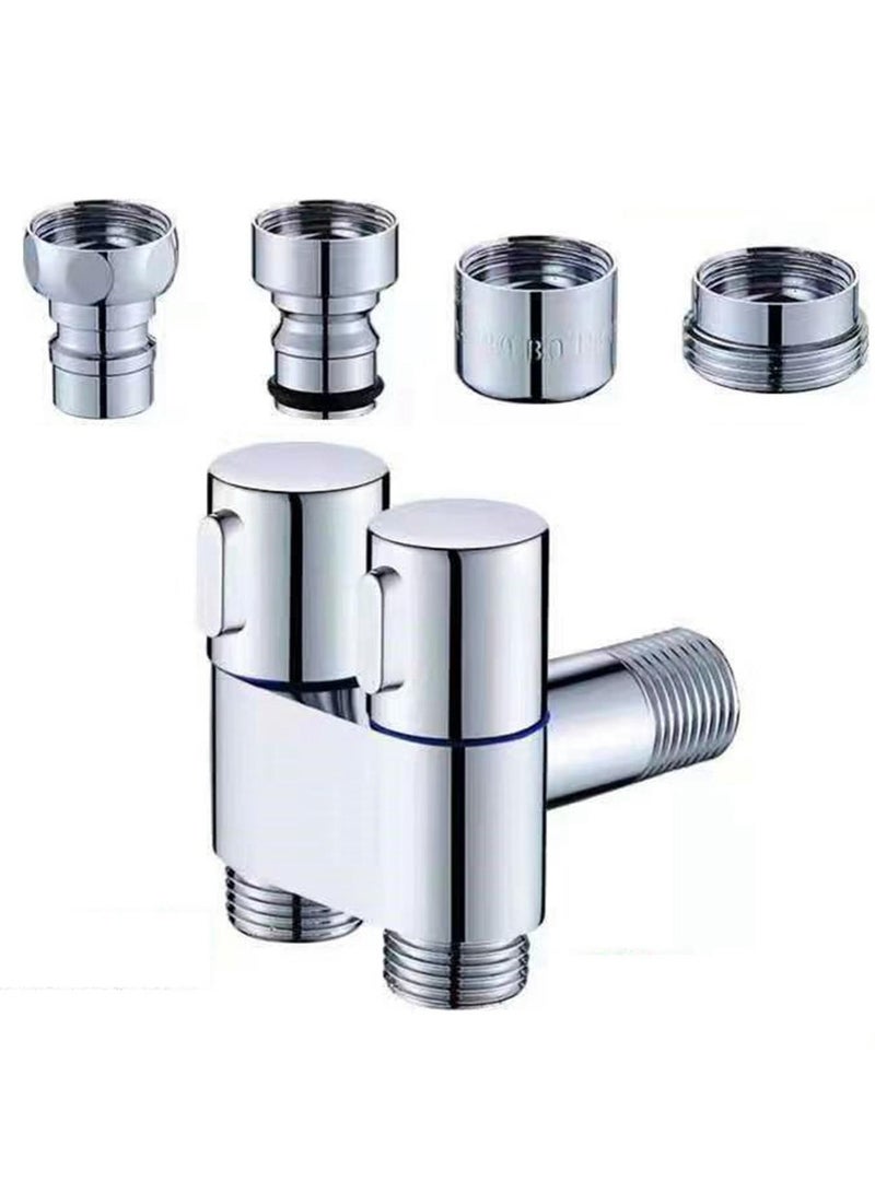 3 Through Angle Stop Valve Bathroom Faucet Valve G1/2 Thread Filling Valve - Image 2