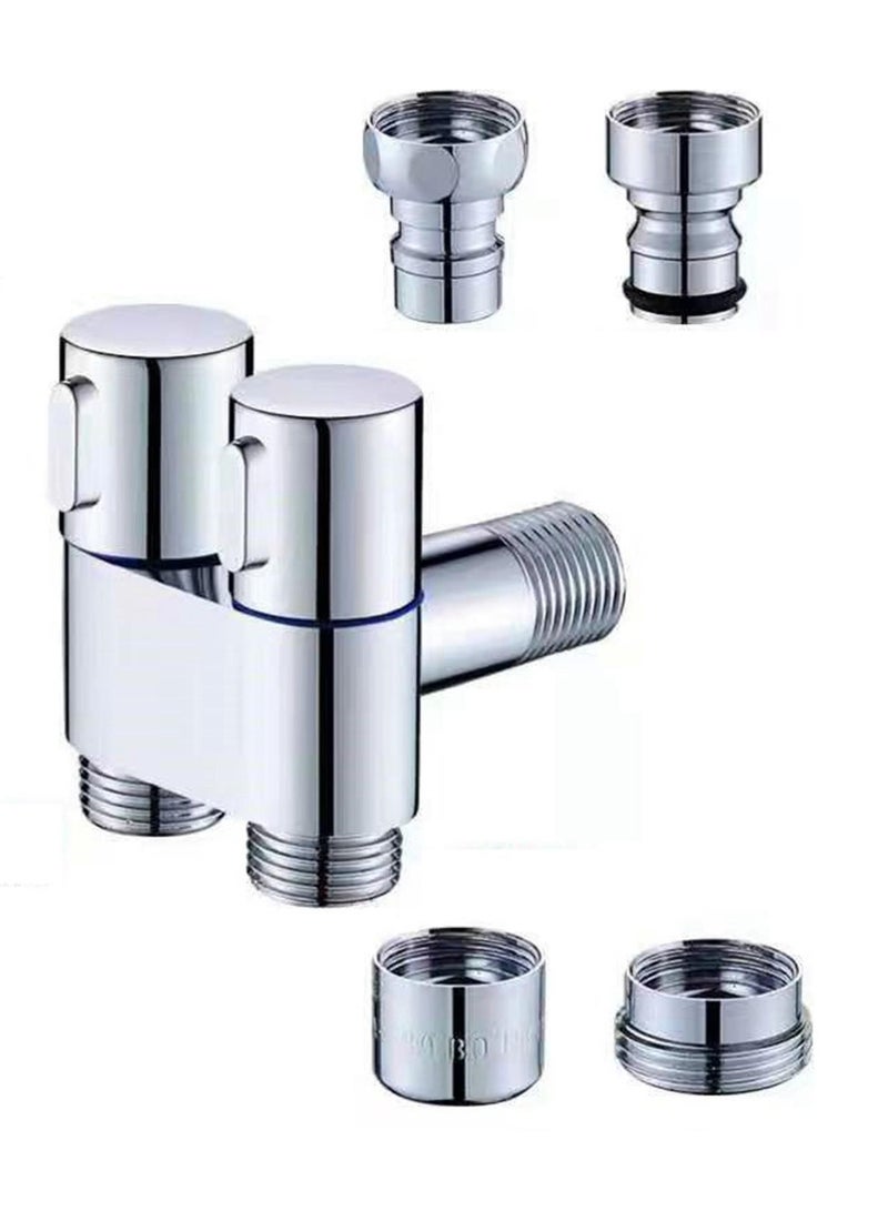 3 Through Angle Stop Valve Bathroom Faucet Valve G1/2 Thread Filling Valve - Image 4