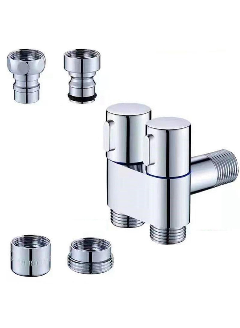 3 Through Angle Stop Valve Bathroom Faucet Valve G1/2 Thread Filling Valve - Image 3