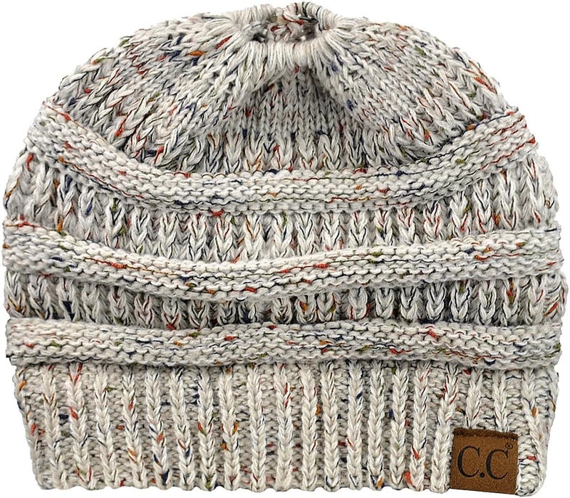 Cc Exclusives Soft Stretch Cable Knit Messy Bun Ponytail Beanie Winter Hat for Women (MB-20A) - Image 4