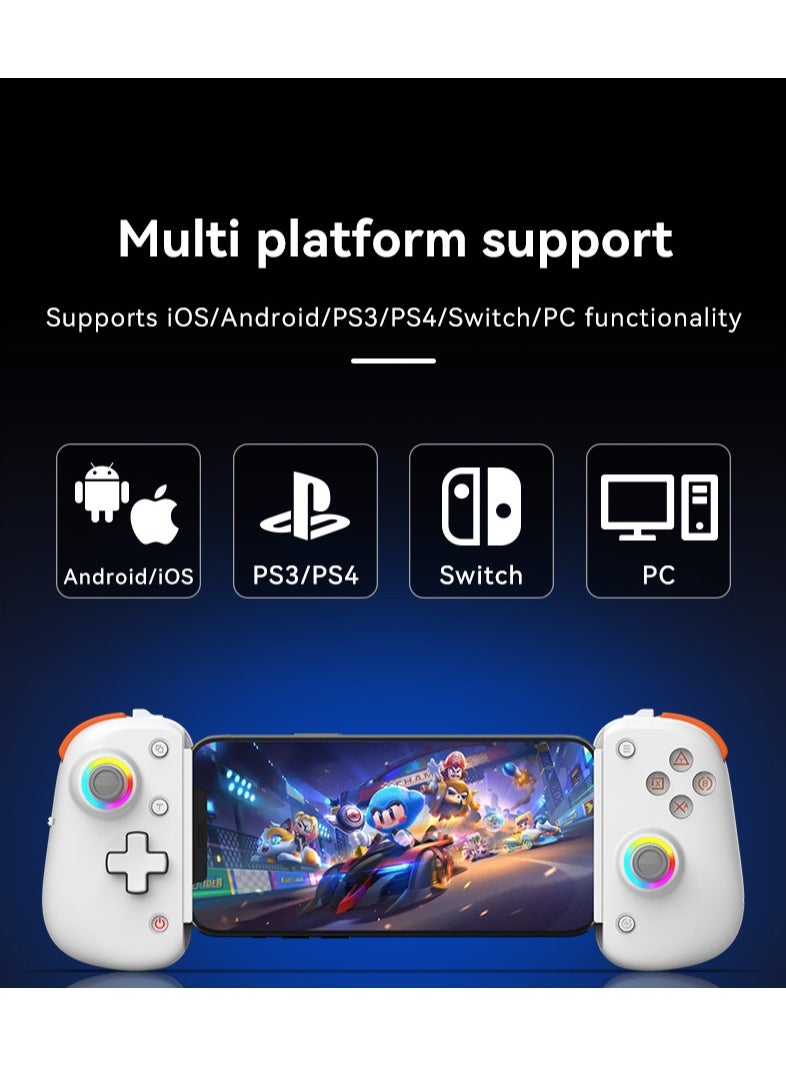 Generic - D8PRO Stretch Gaming Controller with Dual Hall Sensor, Motion Sensing, and Macro Programming, compatible with SWITCH/PS4/Android/iOS/PC (White) - Image 1