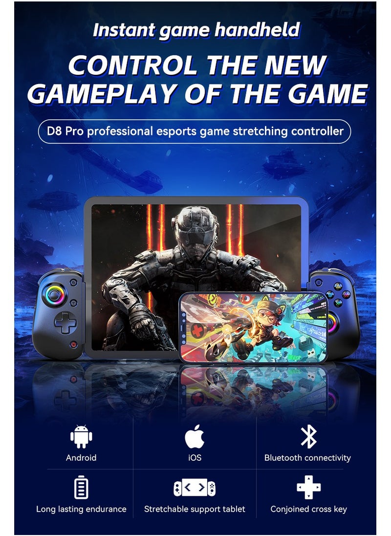Generic - D8PRO Stretch Gaming Controller with Dual Hall Sensor, Motion Sensing, and Macro Programming, compatible with SWITCH/PS4/Android/iOS/PC (White) - Image 1