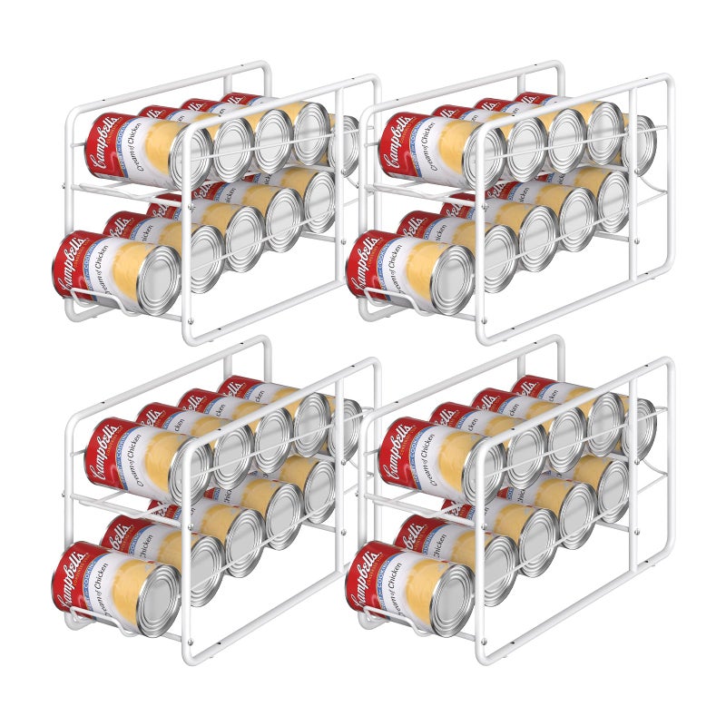 MOOACE 4 Pack Can Dispenser Rack Stackable Can Storage Organizer Holder for Canned food Kitchen Cabinet Pantry Countertop White
