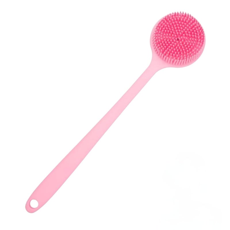 Bindian Silicone Back Scrubber, Long Handle Body Brush, Soft Exfoliating Bath Brush, For Men & Women (Pink, 38 CM) - Image 1
