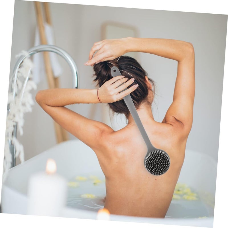 Bindian Silicone Back Scrubber, Long Handle Body Brush, Soft Exfoliating Bath Brush, For Men & Women (Pink, 38 CM) - Image 4