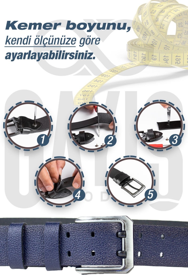 Gayış Special Oval Boxed Buffalo Leather Men's Jeans Trouser Belt Gift Dowry Belt - Image 4