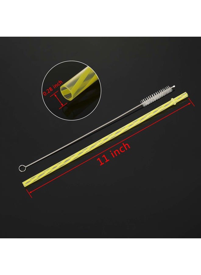 Jovitec 50 Pieces Reusable Drinking Straw Thick Plastic Straws with Cleaning Brush Straw Cleaner (11 Inch, Multi Color 2) - Image 3