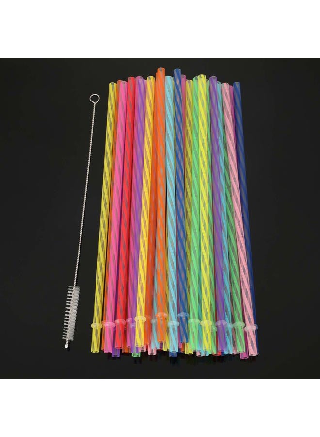 Jovitec 50 Pieces Reusable Drinking Straw Thick Plastic Straws with Cleaning Brush Straw Cleaner (11 Inch, Multi Color 2) - Image 2