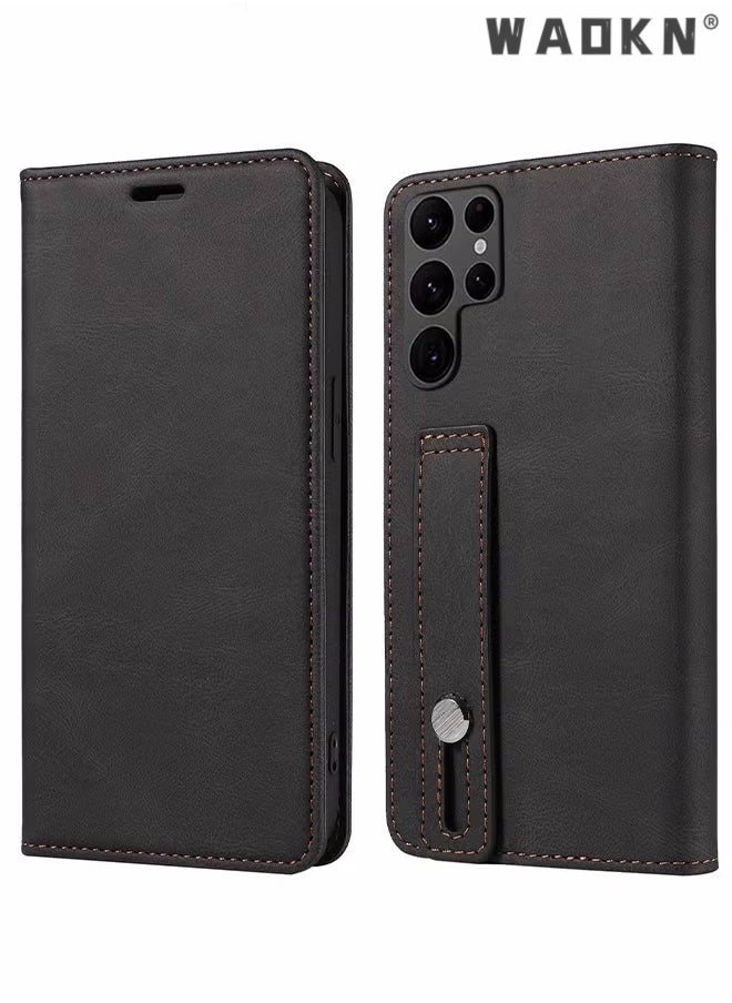 WAOKN For Samsung Galaxy S24 Ultra Case,Luxury Leather Wallet Cover, Leather Wallet Case Classic Design with Card Slot and Magnetic Flip Flip Folding Case for Galaxy S24 Ultra Phone Shell 6.8'' Case  - Image 1