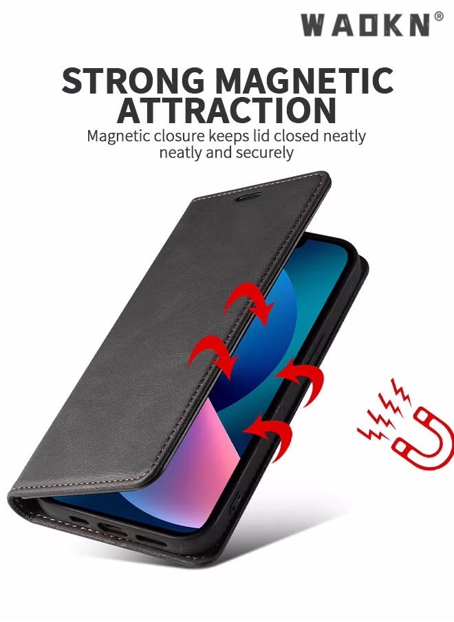 WAOKN For Samsung Galaxy S24 Ultra Case,Luxury Leather Wallet Cover, Leather Wallet Case Classic Design with Card Slot and Magnetic Flip Flip Folding Case for Galaxy S24 Ultra Phone Shell 6.8'' Case  - Image 4