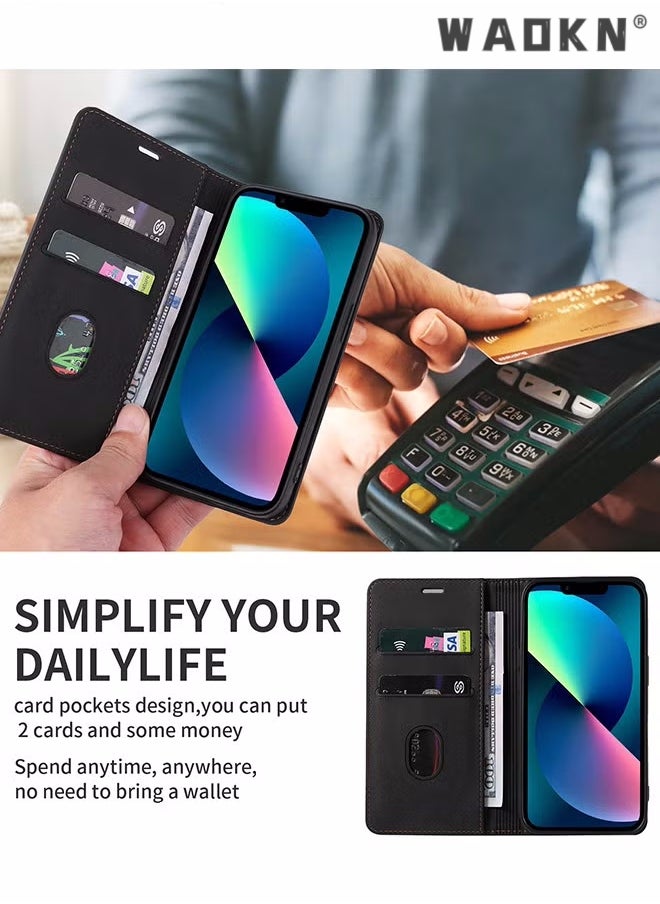 WAOKN For Samsung Galaxy S24 Ultra Case,Luxury Leather Wallet Cover, Leather Wallet Case Classic Design with Card Slot and Magnetic Flip Flip Folding Case for Galaxy S24 Ultra Phone Shell 6.8'' Case  - Image 3