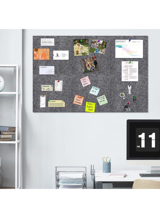 ANLIOTE 6 Pack Felt Bulletin Cork Board Tiles for Wall, 1/2" Thick Self Adhesive Pinboard Squares with 60 Pushpins, Felt Panels Wall Organizer for Photos, Pictures, Memos (11.8"x11.8"- Dark Grey) - Image 3