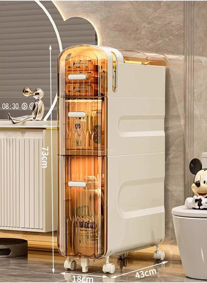 keke 3 Tier Bathroom Storage Cabinet and Drawer with Toilet Paper Holder  - Image 1