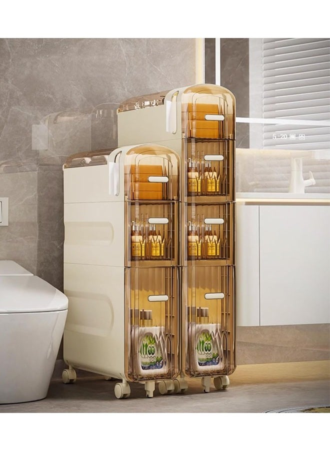 keke 3 Tier Bathroom Storage Cabinet and Drawer with Toilet Paper Holder  - Image 2