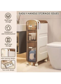 keke 3 Tier Bathroom Storage Cabinet and Drawer with Toilet Paper Holder  - Image 3
