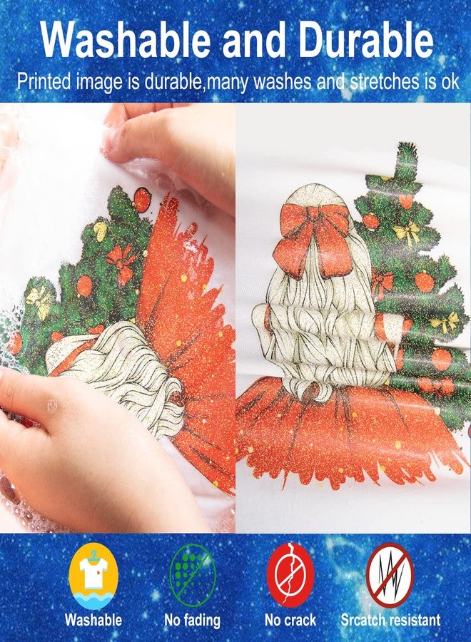 Yamation DTF Glitter Transfer Film: 8.5x11 Inch 50 Sheets PET Paper Glossy Clear Cold Peel Direct to Film Transfer Film for Tshirt - Image 4