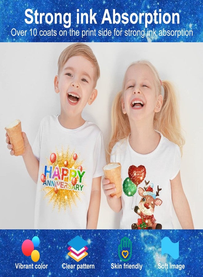 Yamation DTF Glitter Transfer Film: 8.5x11 Inch 50 Sheets PET Paper Glossy Clear Cold Peel Direct to Film Transfer Film for Tshirt - Image 3