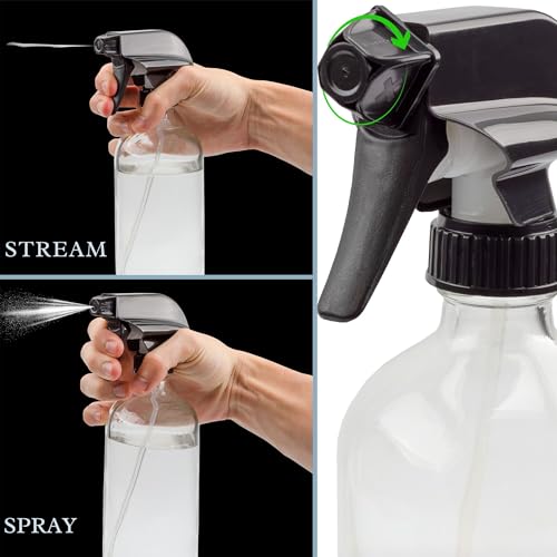 Cornucopia Brands 16oz Clear Glass Spray Bottles w/Chalk Labels (Pack of 2) Boston Round Bottles with 3-Setting Adjustable Heavy Duty Sprayers - Image 5