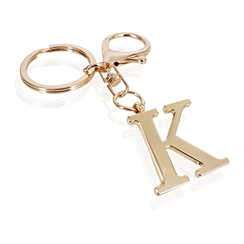 LAXPICOL Gold Keychain Letter K Keychains for Women Men Bag Charms Purse Charms For Handbags Metal Alphabet Initial Letter Key Ring Keychain - Image 1