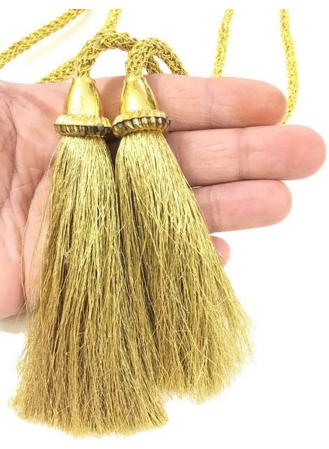 DaSync SYNC Golden Long dori Tassels Latkan for Lehenga Hanging Beads for Blouses Dupatta lace and Border Materials chunni Choli Tailoring Dresses Sarees Gowns Curtains Suits Decoration Pack of 2 - Image 2