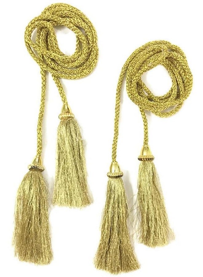 DaSync SYNC Golden Long dori Tassels Latkan for Lehenga Hanging Beads for Blouses Dupatta lace and Border Materials chunni Choli Tailoring Dresses Sarees Gowns Curtains Suits Decoration Pack of 2 - Image 1