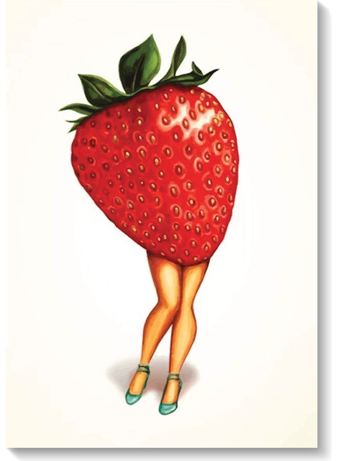 RYN Strawberry Printed Wall Art Red/Green/Beige 40x60cm - Image 2
